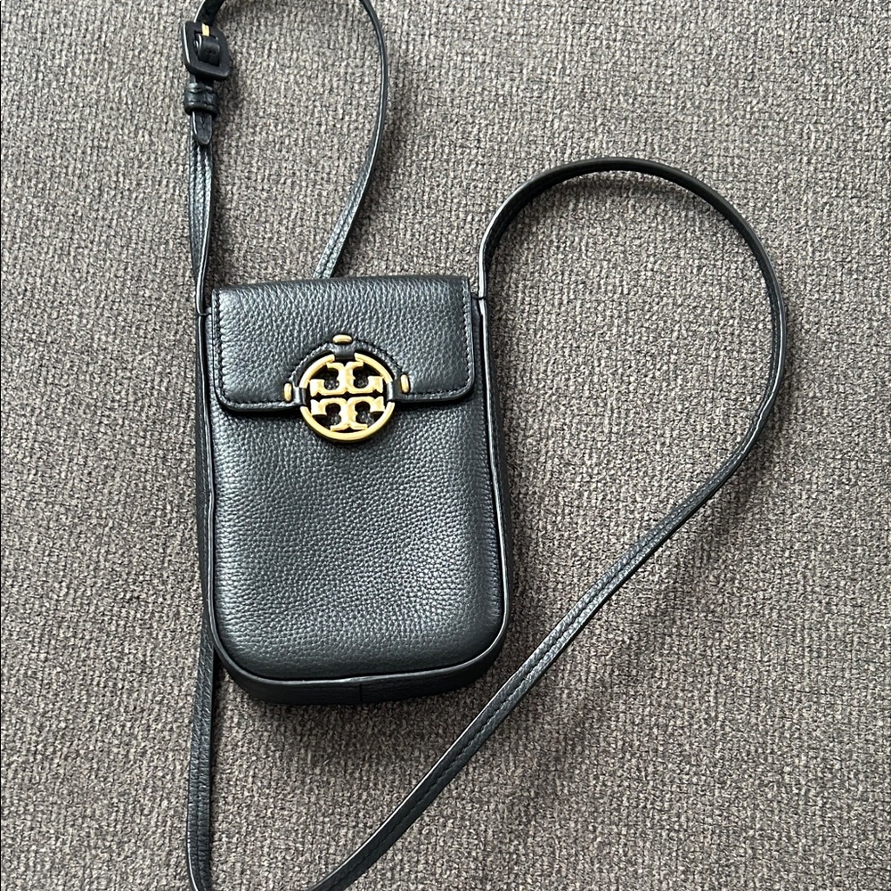Tory Burch Black Leather Crossbody with Gold Accent